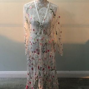 Sheer floral long dress